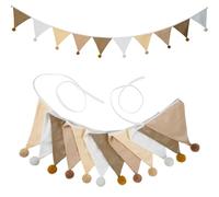 Treer Guirlande de Fanions en Tissu, Banderole Guirlande de Fanions Lit Cabane pour Enfant Décoration Chambre à Coucher, Fête de Jardin pour Bébé, Fête, Mariage (Marron)