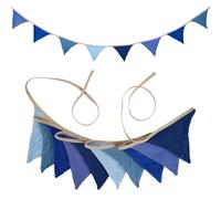 Treer Guirlande de Fanions en Tissu Nordique Minimaliste, 2.6M Guirlande de Fanions Lit Cabane Multicolore avec Pompons pour Garçons Filles Décoration Chambre et Murale, Fête de Jardin (Bleu Marine)