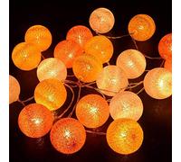 Treer Guirlande Lumineuse Boules, Boules de Noel Batterie Chaîne de Lumière LED Lumière Décoration Pour La Saint Valentin Arbre de Noël Mariage Anniversaire Fêtes (5M-50 Balle,Orange)