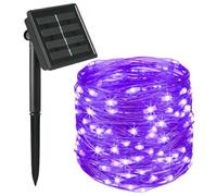 Treer Guirlande Lumineuse Fil de Cuivre Exterieur Solaire LEDs Guirlande Guinguette Extérieur, IP65 Étanche 8 Modes pour Terrasse Balcon Fête Jardin (Violet,32m)