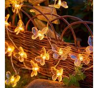 Treer Guirlande Lumineuse Solaire Extérieur Fil de Cuivre, 8 Modes, IP65 Étanche Allumage Automatique, Guirlande Guinguette, Déco Terrasse Jardin Balcon Fête (Papillon/Jaune B,5m/20LED)