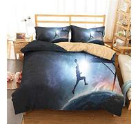 Treer Housse de Couette, ado garçon Fille 3D Basketball Parure de Lit pour 1/2 Personnes avec Housse Couette avec Fermeture Éclair 2 Taies d'oreiller (220x240cm,Basketball étoilé)