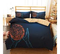Treer Housse de Couette, ado garçon Fille 3D Basketball Parure de Lit pour 1/2 Personnes avec Housse Couette avec Fermeture Éclair 2 Taies d'oreiller (140x200cm,Pitch)