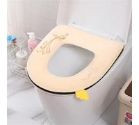 Treer Housse de Siège de Toilette WC Doux et Chaud, Générique Abattant Lavable Coussin de Siège de Toilette Doux, pour Salle de Bain, La Plupart des Toilettes (1 pc,Beige)