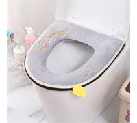 Treer Housse de Siège de Toilette WC Doux et Chaud, Générique Abattant Lavable Coussin de Siège de Toilette Doux, pour Salle de Bain, La Plupart des Toilettes (1 pc,Gris)