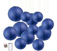 Treer Lanternes de Papier Colorées, 12pcs Décorations Chinoises en Papier Suspendu pour Lanternes à Boule Lampes Fête de Noël Décoration de Mariage (Bleu Marin)