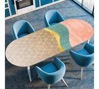 Treer Nappe Ovale avec Bord Élastique, Nappe de Table Imprimé Simple Lavable, Nappe Essuyable pour Extérieur Intérieur, Nappe Anti Tache, Nappe Table pour Jardin (91x152cm,Plaid)
