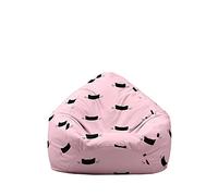 Treer Pouf Poire sans Garnissage pour Adulte, Enfants, Géant Fauteil Poire sans Remplissage, 3D Chat Imprimerie Confortable Housse de Pouf Poire, Chaise de Salon (80x90 cm,Rose)