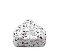 Treer Pouf Poire sans Garnissage pour Adulte, Enfants, Géant Fauteil Poire sans Remplissage, 3D Chat Imprimerie Confortable Housse de Pouf Poire, Chaise de Salon (80x90 cm,Blanc)