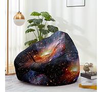 Treer Pouf Poire sans Remplissage, 3D Univers Ciel Étoilé Imprimé Fauteuils Poire pour Enfant Ado Adulte Salon Chambre Lavable, Housse de Pouf avec Fermeture Éclair (100x120cm,Étoiles)