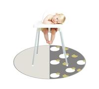 Treer Tapis pour Chaise Haute Bebe, Tapis de Protection Sol Repas Bébé Rond Diamètre 130cm Tapis Antidérapant Anti-Éclaboussures Tapis de Sol Bebe Pliable Imperméable (Style de dessin animé)
