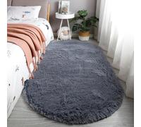 Treer Tapis Salon Ovale Tapis Grande Taille Chambre Modernes, Couleur Unie Soft Tapis De Salon Tapis à Poils Longs Grand Tapis pour Enfant Chambre Salon Chambre à Coucher (40x60cm,Gris)