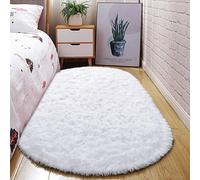 Treer Tapis Salon Ovale Tapis Grande Taille Chambre Modernes, Soft Tapis De Salon Tapis à Poils Longs Grand Tapis pour Enfant Chambre, Salon, Chambre à Coucher (Blanc,80x160cm)
