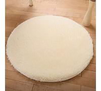 Treer Tapis Salon Shaggy Poil Long Ronde, Tapis de Yoga Lavable Design Moderne Anti-Dérapant Chaise Canapé Natte pour Intérieur, Séjour, Chambre, Couloir, Cuisine (Beige,100cm)