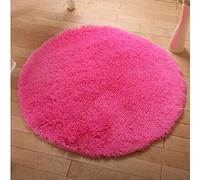 Treer Tapis Salon Shaggy Poil Long Ronde, Tapis de Yoga Lavable Design Moderne Anti-Dérapant Chaise Canapé Natte pour Intérieur, Séjour, Chambre, Couloir, Cuisine (Rose,60cm)