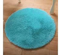 Treer Tapis Salon Shaggy Poil Long Ronde, Tapis de Yoga Lavable Design Moderne Anti-Dérapant Chaise Canapé Natte pour Intérieur, Séjour, Chambre, Couloir, Cuisine (Bleu,60cm)