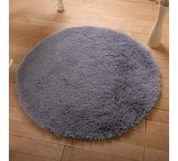 Treer Tapis Salon Shaggy Poil Long Ronde, Tapis de Yoga Lavable Design Moderne Anti-Dérapant Chaise Canapé Natte pour Intérieur, Séjour, Chambre, Couloir, Cuisine (Gris Violet,100cm)