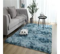 Treer Tapis Salon Tapis Grande Taille Chambre Modernes Tie-Dye, Soft Tapis De Salon Tapis à Poils Longs Grand Tapis pour Enfant Chambre, Salon, Chambre à Coucher (50x80cm,Bleu Marine)