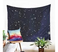 Treer Tapisserie Murales Tissus, Ciel étoilé Tapestry Décor Art Hippie Chambre Salon Dortoir Tenture Lit Couverture Nappe Serviette de Plage Yoga Indienne (152x130cm,Nuit)