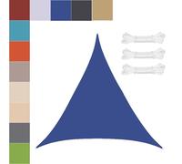 Treer Voile d'ombrage Triangle Imperméable 2/3/4/5 m Toile Ombrage avec 3 Corde, sans Perçage, Offre Une Protection Contre Les UV, pour Terrasse, Jardin, Camping (Bleu Royal,2x2x2m)