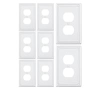 TREEWELL Lot de 8 plaques d'interrupteur et couvercles de prise duplex, blanc pur