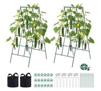 VEVOR Treillis à Concombres en Forme A Treillis de Jardin Métal Support Plante Grimpante Extérieur pour Plates-Bandes Surélevées, Pois, Haricots, Courgettes, Tomates, Fleurs, avec 4 Grilles 117x46 cm