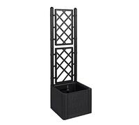 Treillis avec jardinière d'aspect rotin en plastique solide anthracite/gris.Dimensions en cm (L x l x h) :43 x 43 x 142 cm. Idéal pour le jardin, la terrasse et le balcon.