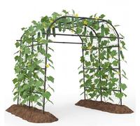 Treillis COSTWAY pour plantes grimpantes, support pour jardin avec filet, hauteur 230 cm, largeur réglable 190-245 cm, en métal recouvert de PE, noir