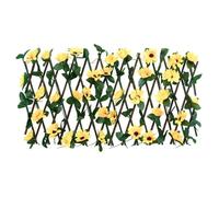 Treillis de lierre artificiel extensible - GKO - Jaune - 180x20 cm - PVC et bois - 68 feuilles - 34 fleurs