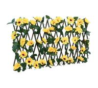 Treillis de lierre artificiel extensible - GKO - Jaune - 180x20 cm - PVC et bois - 68 feuilles - 34 fleurs - Extensible