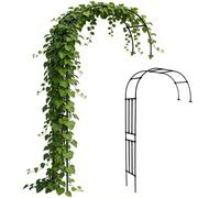 Treillis demi-arche latéral pour plantes grimpantes en plein air, treillis mural en métal pour soutenir les vignes de fleurs dans le jardin, noir et blanc (noir, 150 cm (l) x 241 cm (H))