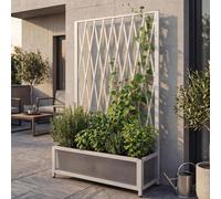 Treillis en aluminium HWC-G21, treillis à ciseaux, support pour jardinières et bacs à fleurs, acier 152 x 90 x 35 cm ~ blanc