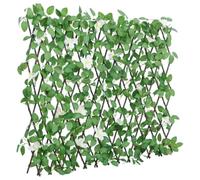 Treillis extensible avec lierre artificiel, brise-vue pour jardin, vert, 80-186 cm de large et 30-70 cm de haut, fabriqué en bois durable et PVC, facile d'entretien et réaliste.