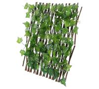 Treillis Extensible de Jardin en Bois Feuilles Vertes Artificielles | Structure Rétractable, Pose Verticale ou Horizontale, Bord Décoratif, pour Allée, Clôture Existante, Jardin