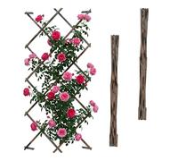 Treillis Extensible Relaxdays, Lot de 3, 180 x 120 cm, en Sapin brûlé, Fixation Murale, pour Plantes grimpantes