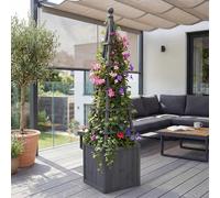 Treillis HWC-Q18, bac à fleurs, jardinière, support pour plantes grimpantes, en bois ®, 168 x 40 x 40 cm ~ gris anthracite