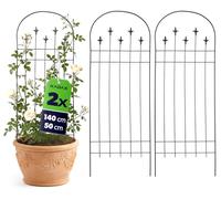 Treillis métallique KADAX 50 x 140 cm, 2 pièces, support pour plantes grimpantes, treillis en acier thermolaqué, support pour rosiers grimpants et clématites