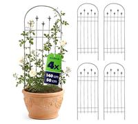 Treillis métallique KADAX 50 x 140 cm, 4 pièces, support pour plantes grimpantes, treillis en acier thermolaqué, support pour rosiers grimpants et clématites