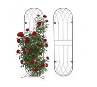 Treillis Mural Relaxdays, Lot de 2 Mod. Dom, H140 x L38 cm, Support Plantes grimpantes, Acier Noir