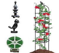 Treillis obélisque de jardin, Arceau Arche rosiers pergola, Colonne pour Plantes grimpantes, Tuteur Rosier Grimpant Exterieur Amovible, pour Plantes grimpantes, tomates, fleurs(Black,32*180cm/11.8"*70