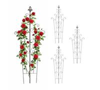 Treillis Relaxdays, Lot de 4, H x L : 100 x 40 cm, Vintage, métal, Support pour Plantes grimpantes, Jardin, Pots, Marron