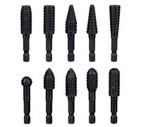 Treki Stubby Lot de 10 râpes à bois avec tige hexagonale de 6,35 mm pour perceuse, râpe profilée pour bois, fraise à bois pour perceuse à sculpter