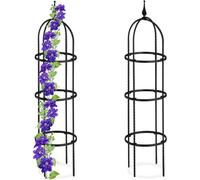 Trellis Obélisque, Lot De 2, 100 M De Hauteur, Plantes Grimpantes, En Métal, Stable, Tour Pour Rosier, Noir - Relaxdays