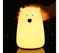 Tremdwoto Ours Veilleuse Enfants, 7 Couleurs Changeantes LED Portable Tactile Bébé Lampe, USB Rechargeable Silicone Animal Veilleuse pour Enfants Crèche Toddler Fille Cadeau D'anniversaire
