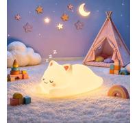 Tremdwoto Veilleuse Enfant,7 couleurs Veilleuse Chat,Veilleuse Bébé Lampe de Chevet Minuterie1/3 Heure&Gradation de luminosité,Kawaii Veilleuse Déco Chambre，Cadeaux et surprises pour garçons et filles