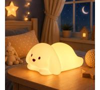 Tremdwoto Veilleuse Enfant veilleuse Chien，7 Couleurs Portable lampe Chien，Veilleuse bebe Minuterie 1/3 Heure， USB veilleuse rechargeable，Cadeaux et surprises pour garçons et fille