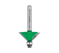 Trend CraftPro Two Flute Self Guided Chamfer Router Cutter Bit, 1/4 Inch Shank, 12.7mm Cut Diameter & 45 Degree V Groove, Tungsten Carbide Tipped, C049X1/4TC