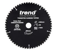 Trend CraftPro Negative Hook Non-Slip Cross-Cutting TCT Saw Blade, 260mm x 60 Teeth x 30mm Bore, Tungsten Carbide Tipped, CSB/CCTC26060
