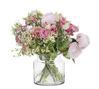 Trend for Home Bougeoir Cylindre en Verre 15 cm Photophore Vase Decoratif Transparent pour Bougies Chauffe-Plat Pilier Votif Bougies Flottantes pour Centre de Table, ⌀ 15 cm, 2110 ML, Dahlia