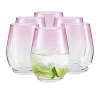 TREND FOR HOME Verre a Eau 580 ml Lot de 6 grands verres à eau et à cocktails - verres à soft drink, jus ou boissons fraîches, Coloris rose, Phoebe Secret Pastels